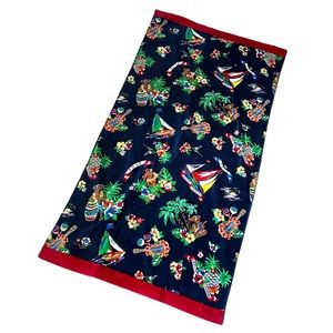 POLO RALPH LAUREN Hawaiian Polo Bear Beach Towel Navy Blue Green